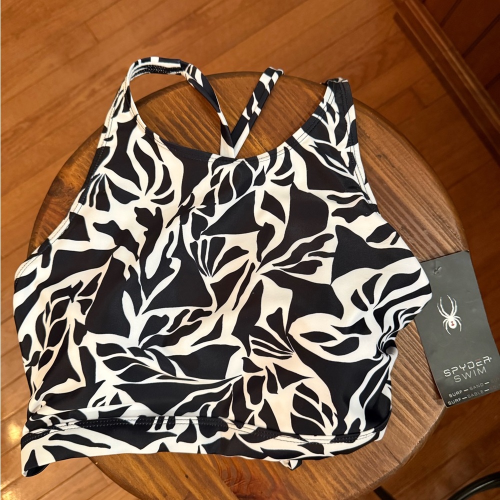 Spyder Black and White Swim Top